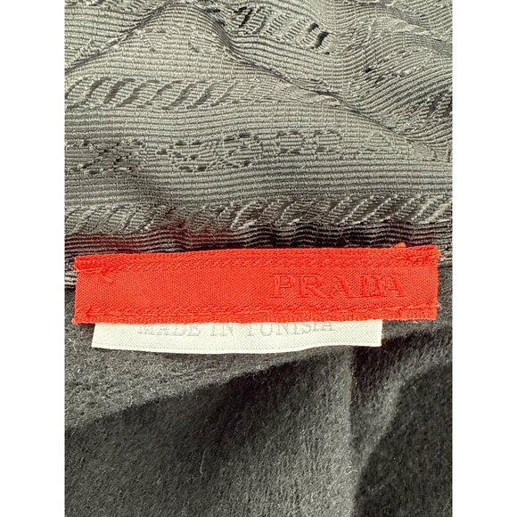 Prada Milano Womens authentic  Zip-Up Hoodie Leather Accents Black Size M fleece - Picture 8 of 12